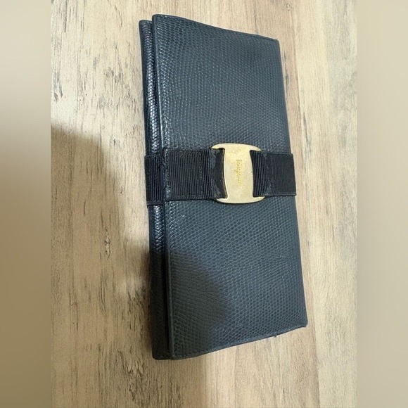 Salvatore Ferragamo Handbags - Salvatore Ferragamo Black Textured Leather Wallet